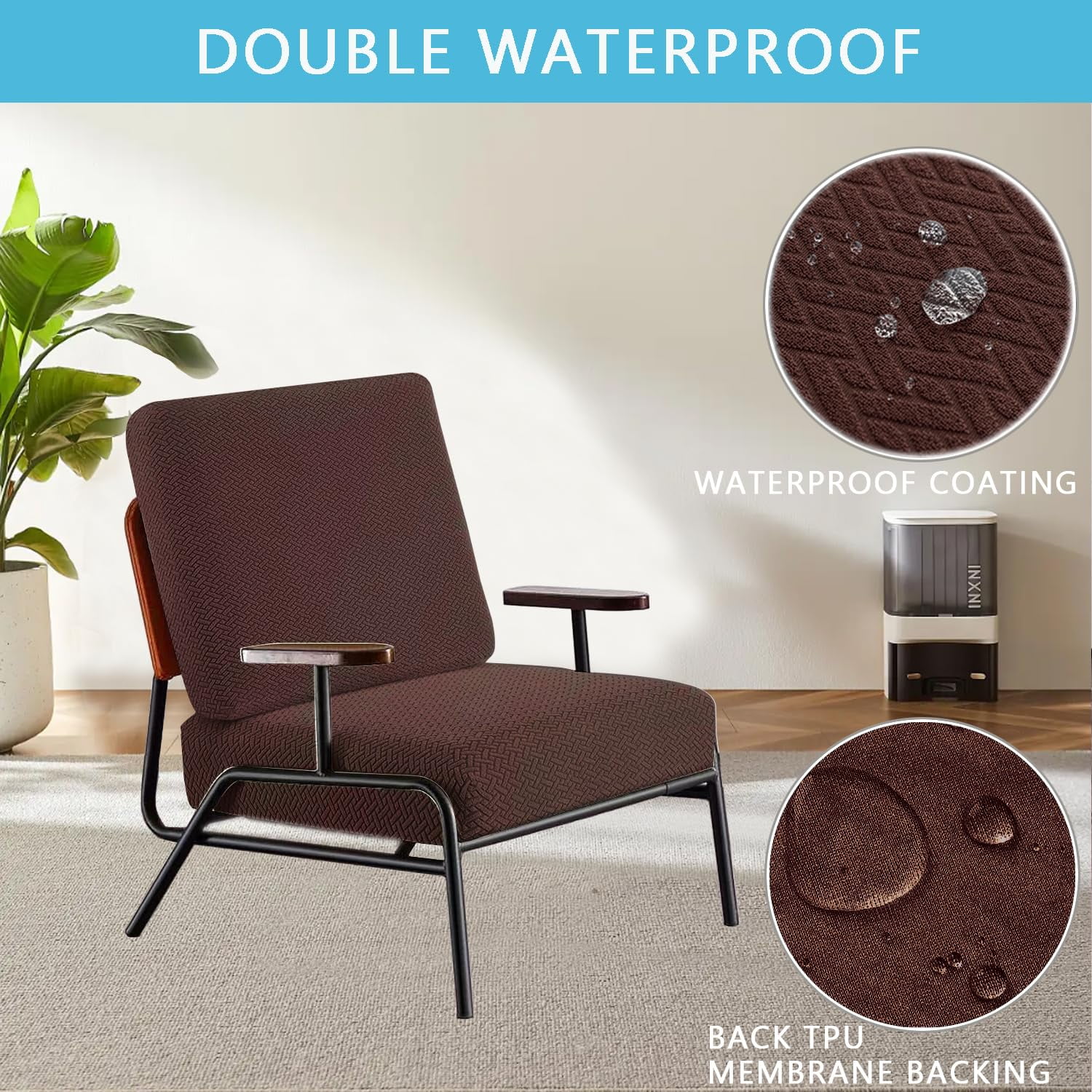 Outdoor Waterproof Couch Cushion Covers, Stretch Individual Patio Chair Cushion Outdoor Seat Cushion Pad