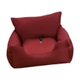 thumbnail image 2 of Car Pet Dog Bed Small Dogs Seat Adjustable Belt Pet Carrier Comfortable Sleeping Red, 2 of 8