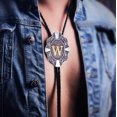 thumbnail image 3 of GHSDFBB Golden Initial A to Z in Flower Nursery Cowboy Bolo Tie with Cowhide Rope, 3 of 4