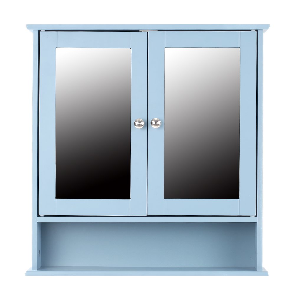 iKayaa Modern 2-Door Wall Cabinet with Glass Doors & Shelves Kitchen