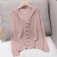 thumbnail image 2 of Cekizud Hooded Knit Cardigan for Women Long Sleeve Button Front Drawstring Hood Casual Cardigan Sweater, Free Size, 2 of 7