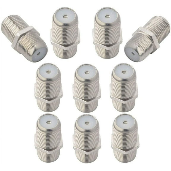 F-Type RF Coaxial Connectors RG6 Adapter F Female To F Female Antenna Connector Female To Female Coaxial Connector F Type Jack (Hole) Cable Connector for TV Antenna, Nickel Plated Pack of 2