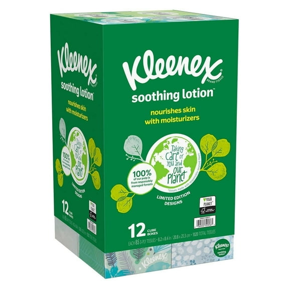 Kleenex Soothing Lotion Tissue 3-Ply 85 Count (12 Pack)