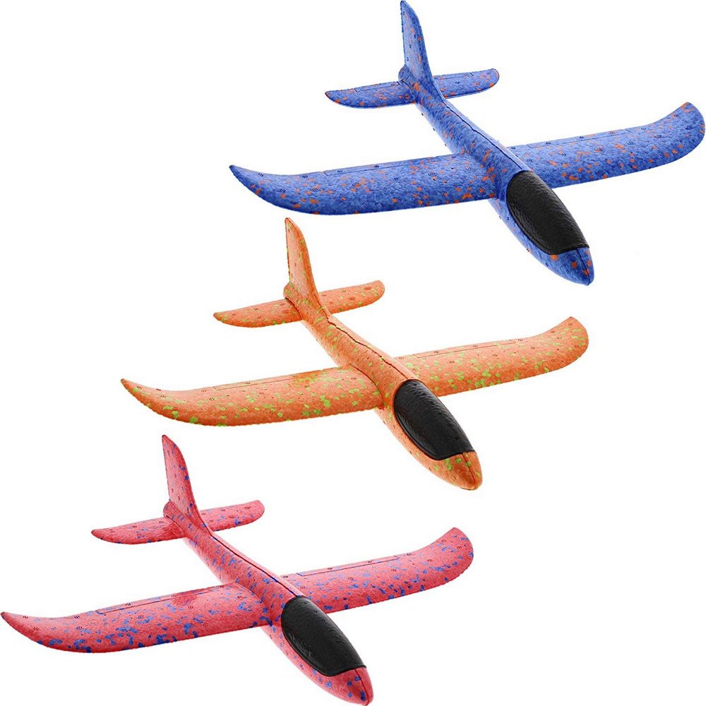 Kids Foam Airplane Gliders (3 Pack), 3 Colors