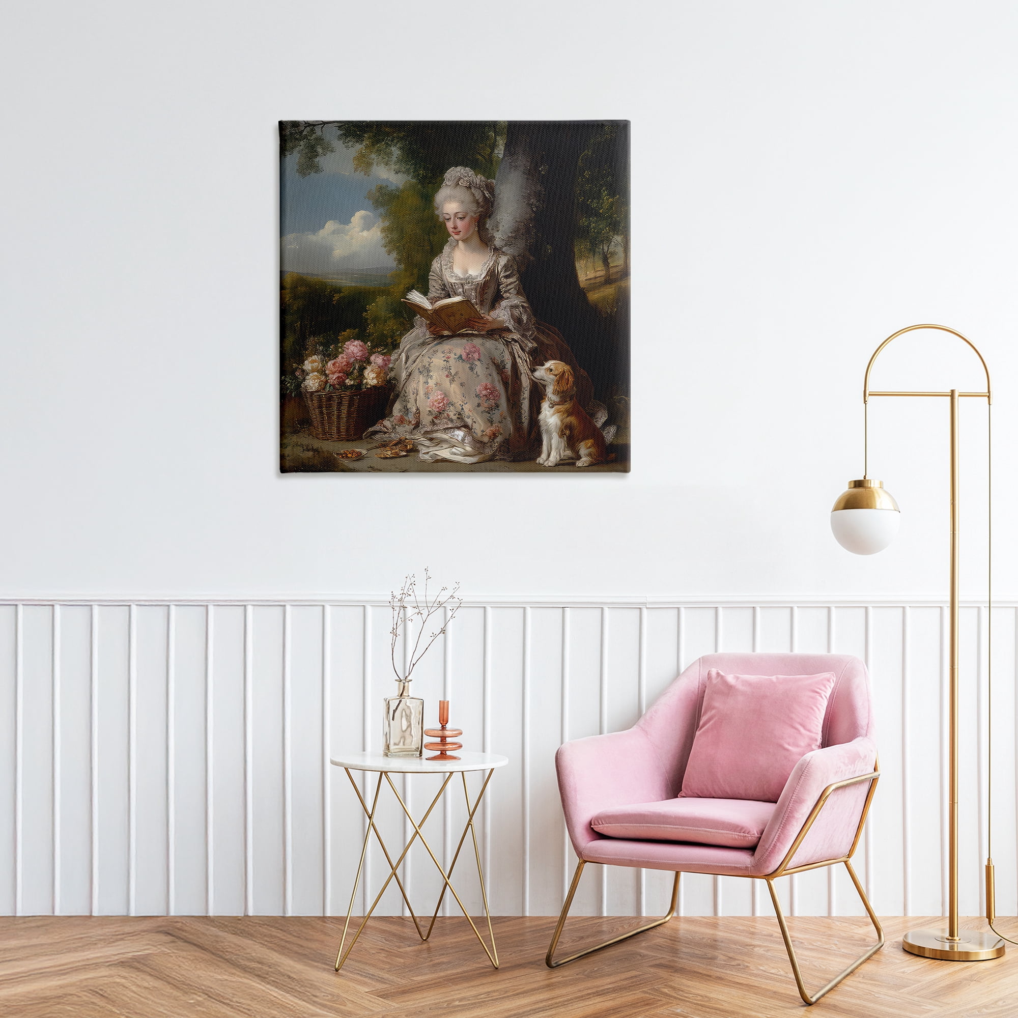 Stupell Industries Rococo Lady with Dog Canvas Wall Art, design by The Wands Want