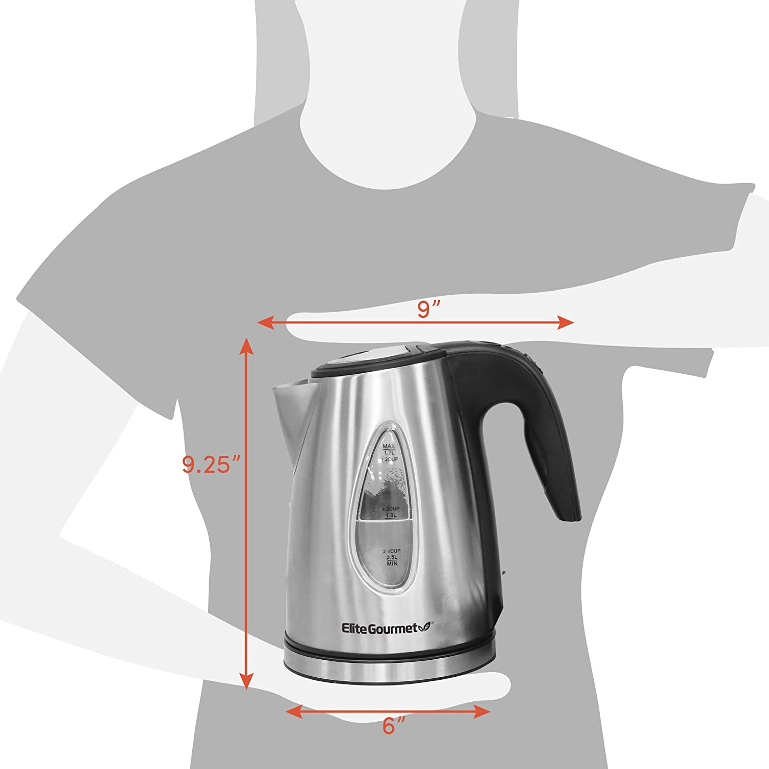 EKT-1271 Ultimate 1.7 Liter Electric Kettle – Stainless Steel Design & Cordless 360 ° Base, Stylish Blue LED Interior, Handy Auto Shut-Off Function – Quickly Boil Water For Tea & More