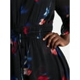 thumbnail image 4 of Terra & Sky Women's Plus Chiffon Cinched Mini Dress with Blouson Sleeves, Sizes 0X-5X, 4 of 5