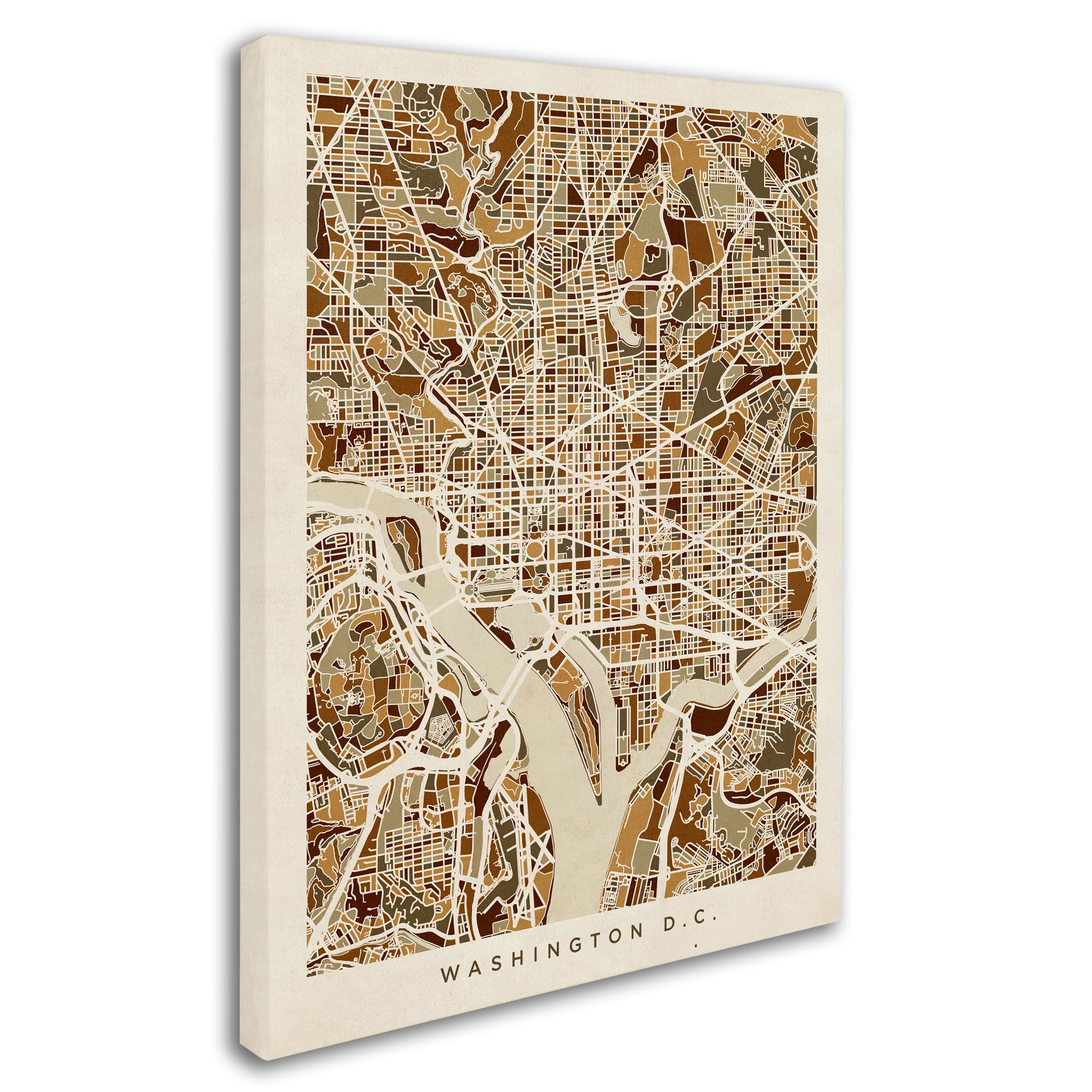 Trademark Fine Art "Washington DC Street Map 3" Canvas Art by Michael Tompsett