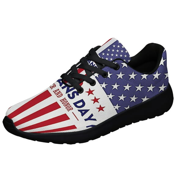 Veterans Day Remember And Honor American flag Shoes Sneakers Black Size 3.5