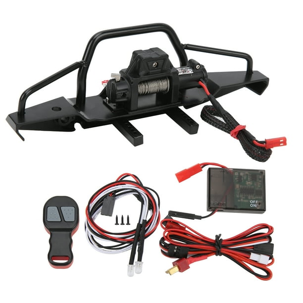 Parachoques Delantero, Cabrestante De Parachoques Delantero RC, Parachoques Todoterreno Con Control Remoto De Cabrestante Para Redcat 1/10 Para Axial SCX10 Para Traxxas TRX4 YLSHRF 1/10 Front Bumper with Winch Remote Control