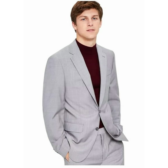 Calvin Klein Mens Slim fit Suit Jacket Blazer 52 L Light Grey Stretch Wool