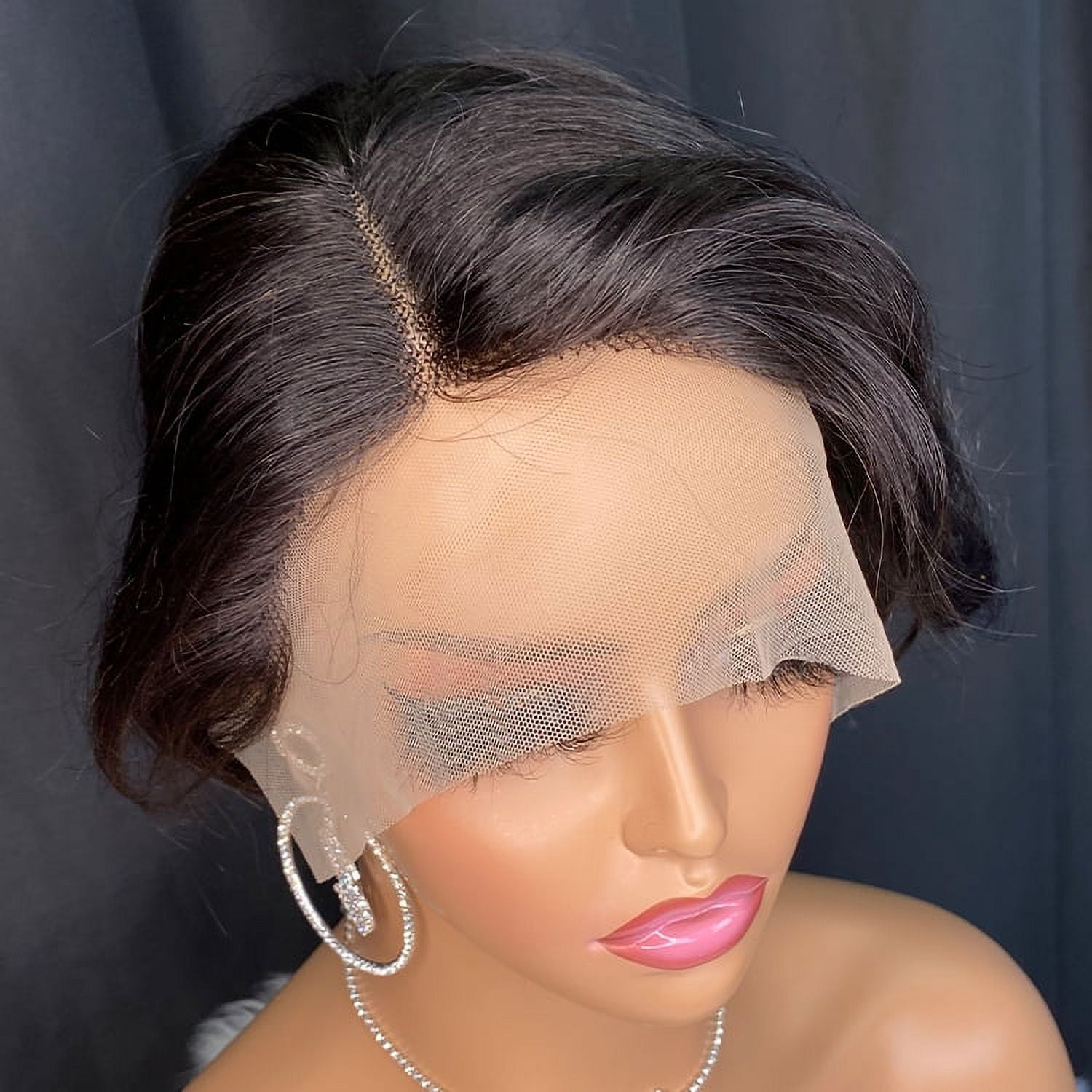 Wholesale 1Pcs Peruvian Indian 100% Vrigin Remy Human Hair Black Pixie Curly 13x1 T Part Wig