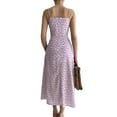 thumbnail image 3 of Coduop Women's Summer Floral Print Spaghetti Strap Ruched Slit Hem Cami Midi Dress, 3 of 4