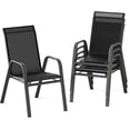 thumbnail image 1 of Patio Furniture Patio Chairs Set of 4, Outdoor Stackable Dining Chairs with Textilene Fabric, All Weather Deck Stacking Chairs with High Back for Backyard Poolside Garden Balcony, Black, 1 of 1