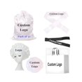 thumbnail image 1 of wonima11 50pcs Custom Logo Hair Care Product Set Custom Satin Bonnets, Silk Wig Storage Bags, Edge Melt Elastic Bands Headband, Edge Laying Scarf, Personalized Paper Bags (White, Large), 1 of 1