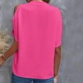 thumbnail image 4 of Women Blouses Long Sleeve Scrub Undershirt Women Lace Blouse Womens Casual Shirts with Lace Yoga Workout Top Tee Shirts Short Sleeve 2x Tops for Blouse Medium Cute Summer Tops Short Hot Pink 2XL, 4 of 4