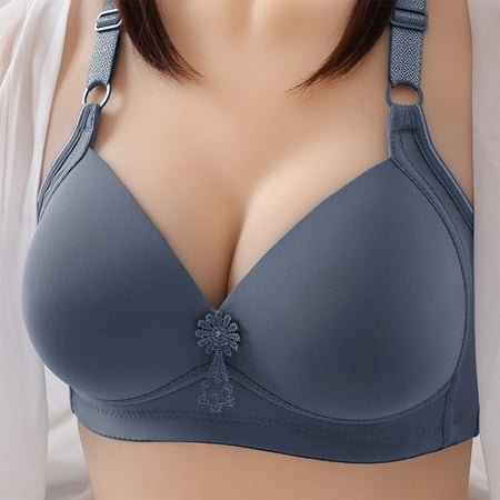 TrendVibe365 Bralettes for Women Plus Size Wireless Push up Bra Padded Triangle Adjustable Strap Bustier Full Coverage Crop Cami Top Comfort Lingerie Blue 90