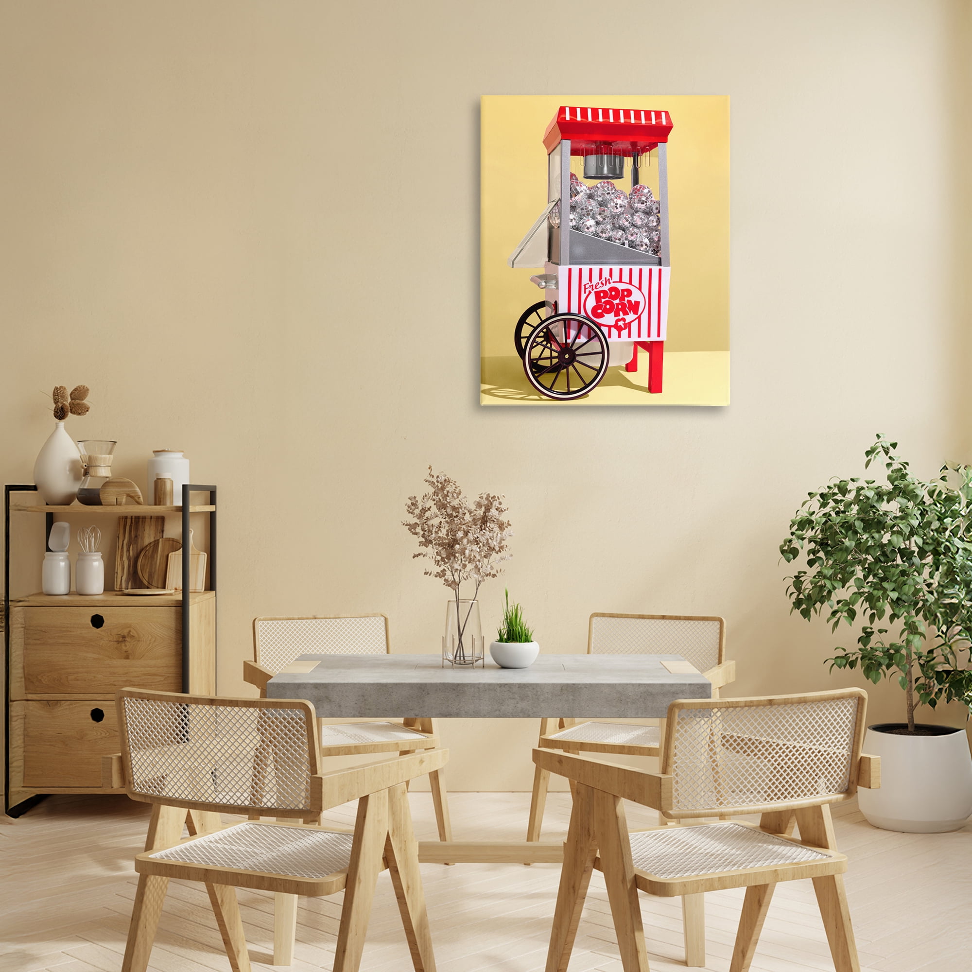 Stupell Industries Disco Popcorn over Yellow Canvas Wall Art, design by LISH Creative