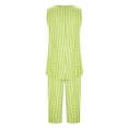 thumbnail image 5 of successthop Womens Summer Pajamas Capri Sets Army Green Lightweight Striped Sleeveless Tank Tops 2 Piece Loungewear L, 5 of 6
