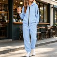 thumbnail image 6 of Unisex Kids Tracksuit Set, Zip Up Hoodie & Sweatpants 2 Piece Sweatsuit, Teen Boys Girls Athletic Fleece Sweat Suit, Casual Hooded Jogger Sportswear Outfit (Light Blue, 8-9 Years), 6 of 7