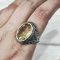 thumbnail image 4 of AAA Lemon Quartz Mens Ring, Natural Lemon Quartz Ring, Quartz Ring, Silver Jewelry, 925 Silver Ring, Gift, Heavy Mens Ring, Arabic Design, Ottoman Style Ring, Christmas, Turkey Mens Signet Ring, 4 of 5
