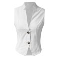 thumbnail image 6 of VNKIDY Womens Solid Color Sleeveless Leather Vest With Lapel Collar Button Closure Asymmetrical Hem Casual Outerwear For Daily Wear Streetwear White XL, 6 of 7