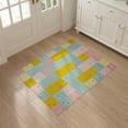 thumbnail image 3 of ODIKA 3'x5' Washable Accent Rug Bedside Checkered Retro Block Hopscotch Scattered Confetti Motif for Nursery Room, Pet Friendly & Non-Shedding, 3 of 7