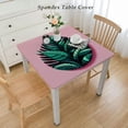 thumbnail image 2 of COMIO Banana Leaf Tropical Green Leaves Satin Green,Pink Square Tablecloth for Picnic Dining Kitchen Farmhouse White, 2 of 7