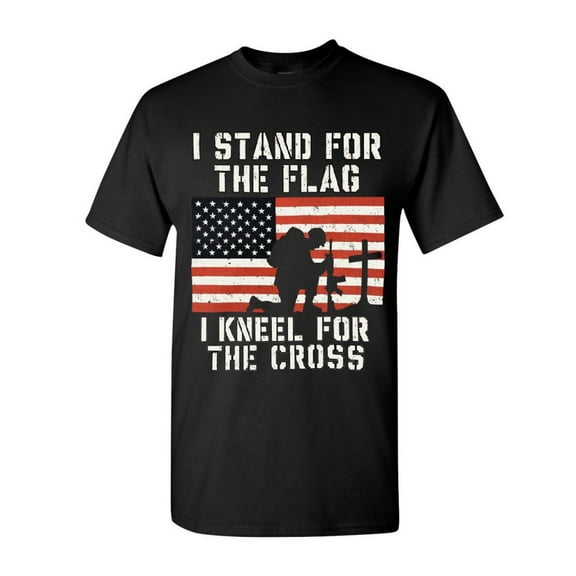 Tee Hunt I Stand for The Flag I Kneel for The Cross T-Shirt Patriotic Military