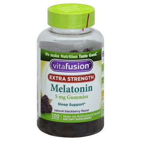 Vitafusion Extra Strength Sleep Support Melatonin Gummies, Blackberry, 5mg, 120