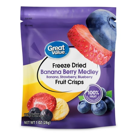 Great Value Freezed Dried Banana Meledy Fruit Crisps, 100% Fruit, 28g