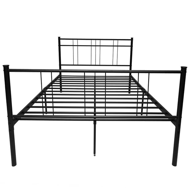 Black Metal Double Bed Frame With, Double Metal Bed Frame No Headboard