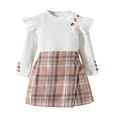 thumbnail image 1 of Gibobby Conjunto 2 uds. niño Camiseta de manga larga para niños pequeños y Niñass, Tops, faldas a cuadros con botones, pantalones cortos, conjunto de ropa de p(Blanco, 2-3 Años), 1 of 5