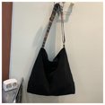 thumbnail image 2 of Bolso bandolera de pana para mujer, bolso bandolera informal de gran capacidad para compras, color negro, 2 of 3