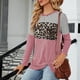 thumbnail image 5 of Top De Manga Larga Camisa de otoño para mujer Top Estampado de leopardo Raya horizontal Estilo sexy Traje de vacaciones Cgtredaw Rosa Xxl para Mujer, 5 of 6
