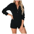 thumbnail image 5 of Lindreshi Jumpsuits for Women Shorts Womens Fashion Solid Button Casual Long Sleeve Suspender Short Jumpsuit, 5 of 8