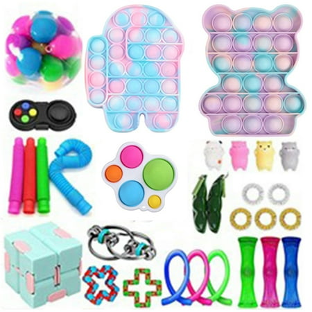 Emmababy 21/20/27/30Pcs Stress Relief Finger Press Bubble Fidget Toys Set
