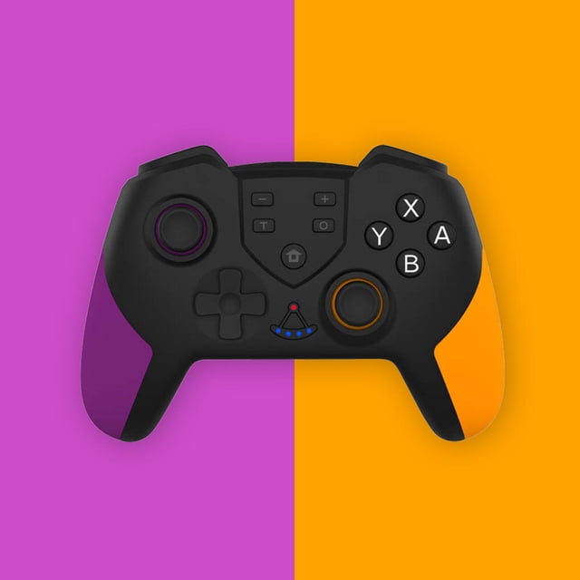 Manette de Jeu Sans Fil Joystick à Vibration Contrôleur de Jeu Compatible Bluetooth Remplacement de Contrôleur Remplacement pour Switch pour Nintendo Switch, Violet Orange