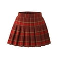 thumbnail image 2 of NAISIBABY Girls Pleated Skirt, High Waist A-line Plaid Fall Winter Fleece School Uniform Skirt Wine 14T, 2 of 5