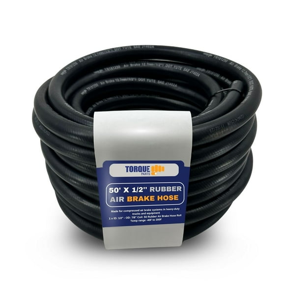 TORQUE Rubber Brake Chamber Hose ID: 1/2 - OD: 7/8 x 50-FT ROLL Black S.A.E. J1402 and D.O.T.F.M.V.S.S. 106 Approved Replacement for Continental 9003006 (TR181250_02_)