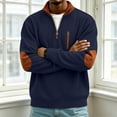 thumbnail image 4 of TOUMENY Men Corduroy Pullover Fashion Trendy Zip Mock Neck Ribbed Knit Sweater Vintage Casual Loose Long Sleeve Fall Winter Tops Navy M, 4 of 6