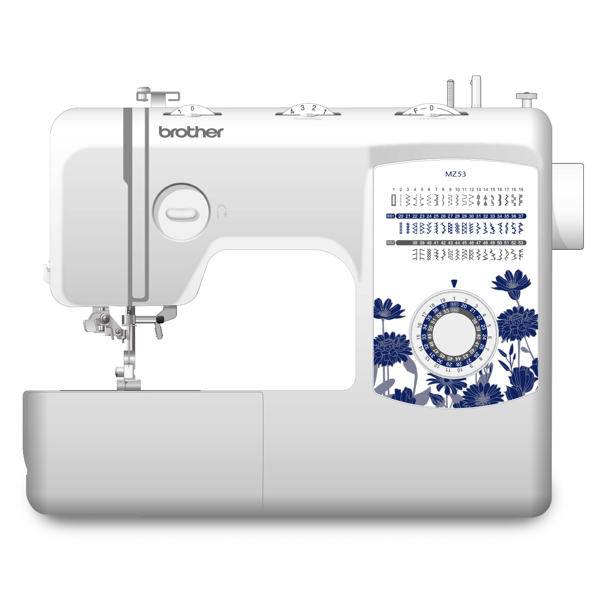 Brother MZ53 Full-Size Mechanical Sewing Machine with 53 Built-In Stitches and Free Arm for Cuffs and Sleeves