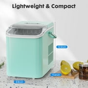 EDX Countertop Ice Maker, Self-Cleaning Portable Ice Maker Machine with Handle and Ice Scoop, Bullet Ice Cubes, 9Pcs/6Min 26.5Lbs/24H for Home/Kitchen/Bar/Party, Green