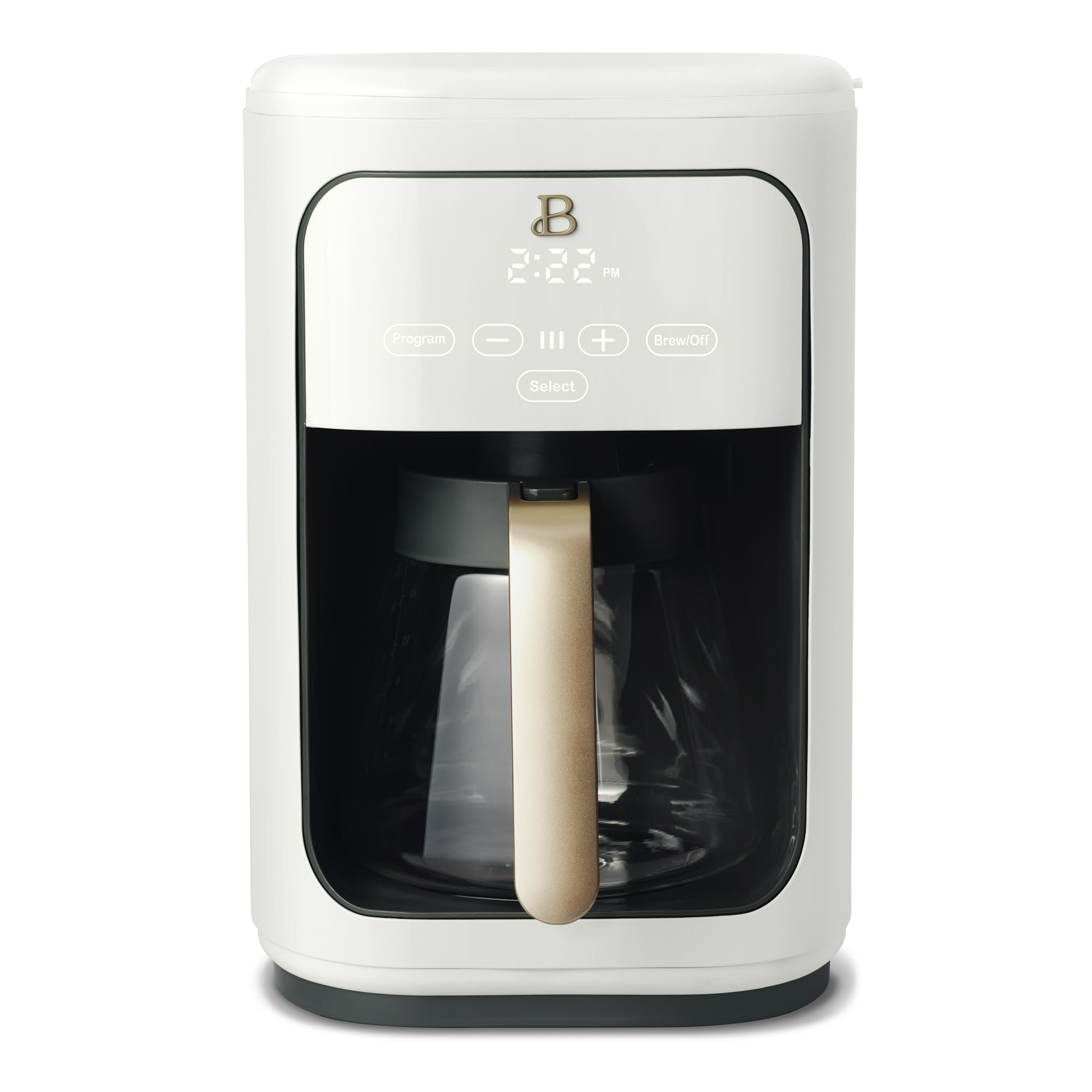Beautiful by Drew Barrymore 14-Cup Programmable Drip Coffee Maker with Touch-Activated Display, White Icing