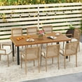 thumbnail image 6 of Spaco 8-Person Patio Table with 1.9 Inch Umbrella Hole, 79 Inch Acacia Wood Dining Table with Reinforced Metal Frame and Adjustable Foot Pads, Dining Table for Yard, Garden, Natural, 6 of 15