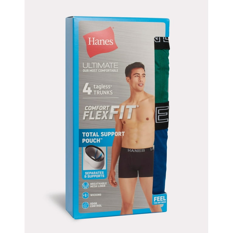 Hanes Ultimate Comfort Flex Fit Total Support Pouch Men's Trunk Underwear,  Assorted, 4-Pack S