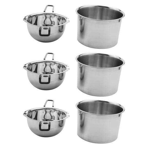 6 Pack Double Boiler Pot Set Stainless Steel Melting for Chocolate Soap Wax Candle Making 600Ml and 1600Ml