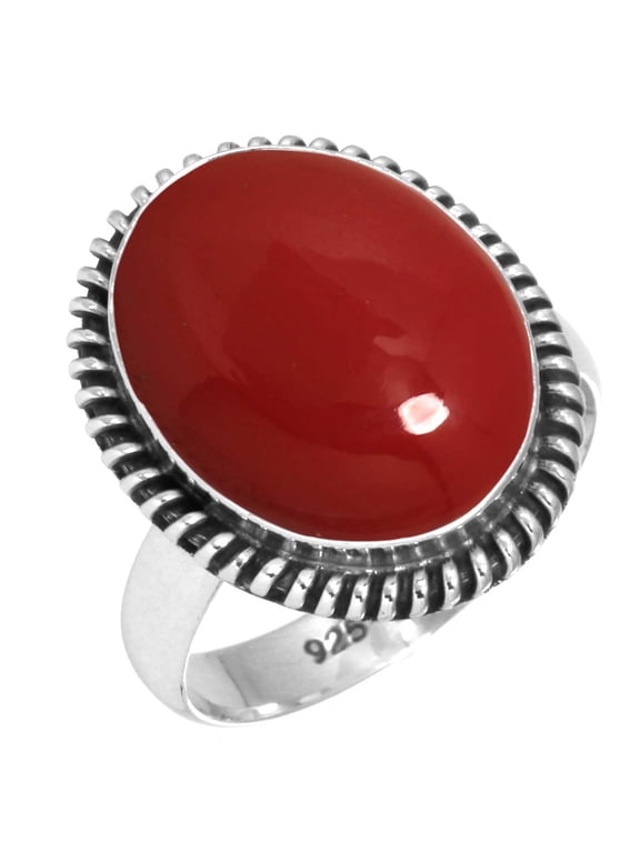 925 Sterling Silver Ring For Women - Teens Red Stone Gemstone Silver Ring Size 9.5 October Birthstone Fashion Silver Ring Size 9.5 Engagement Gift For Women 925 Silver Gemstone Jewelry