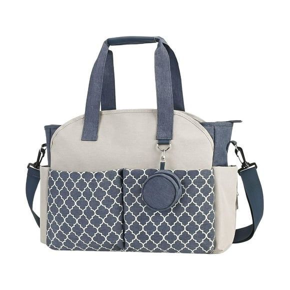 Lipstore Sac à Couches Fourre-Tout Sac à Langer Multifonction Multi Poches Extérieures Imperméable Bleu Blanc