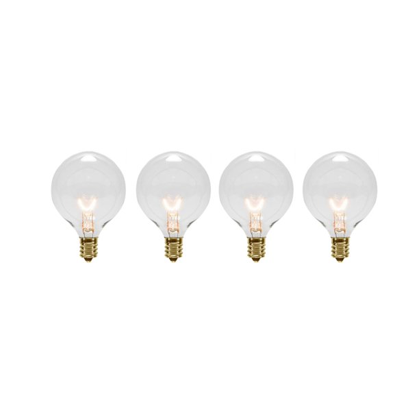 Pack of 4 Transparent Clear G50 Globe Christmas Replacement Bulbs